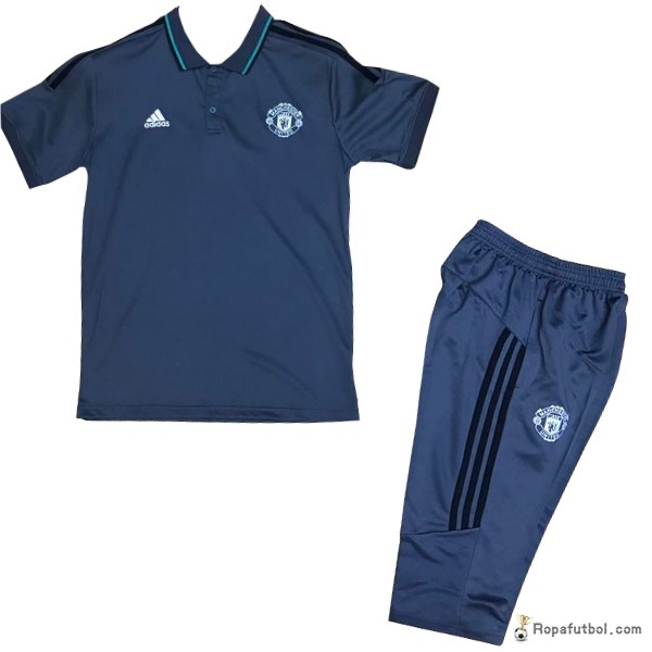 Polo Manchester United Conjunto Completo 2017/18 Azul